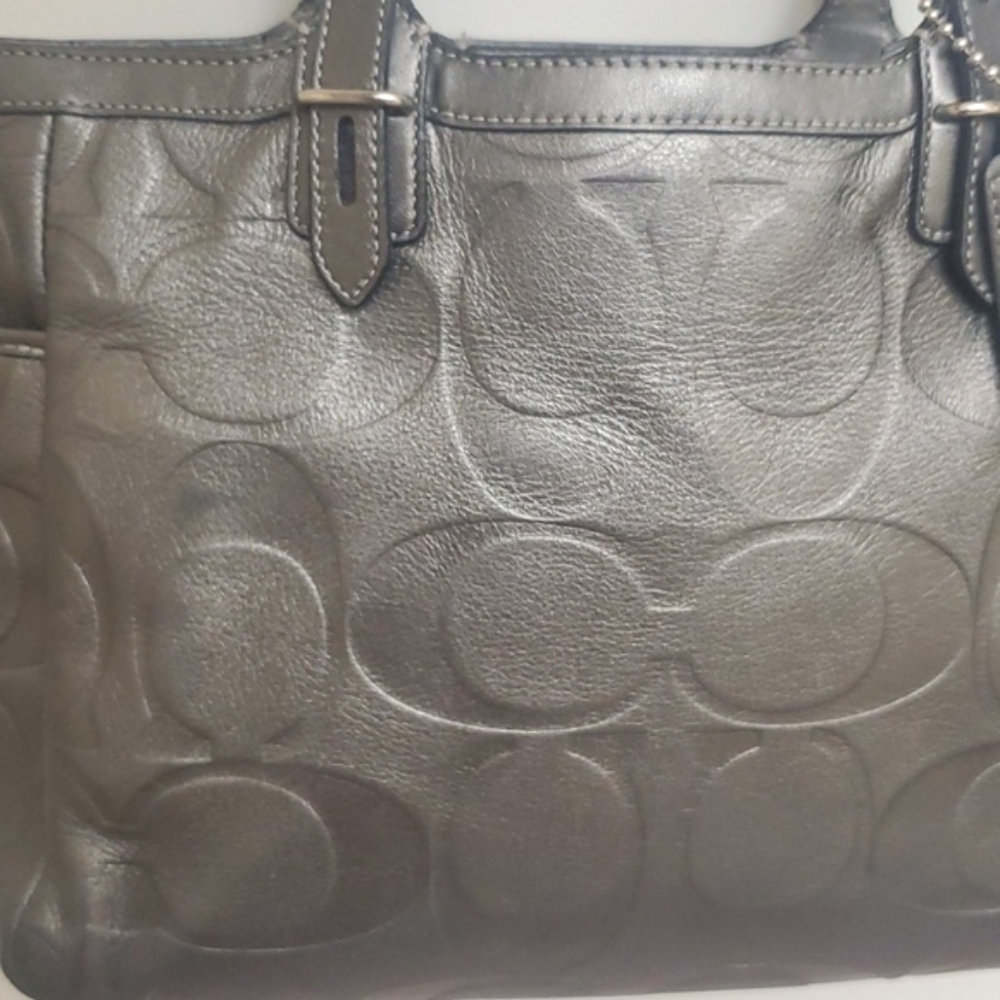 Coach Gun Metal Leather Purse - Picture 5 of 9